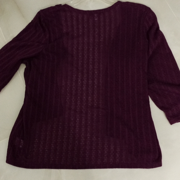 Liz Claiborne Deep Purple Open Weave Sweater 🍇🍆👾 - Picture 6 of 8